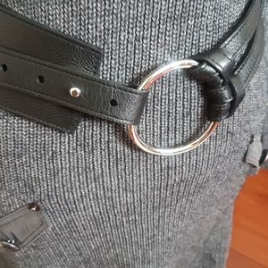 Brave Black Leather Ladies Adjustable Belt